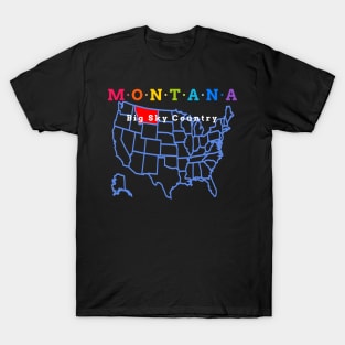 Montana, USA. Big Sky Country. With Map. T-Shirt